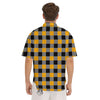 Check Yellow And Black Print Pattern Men's Short Sleeve Shirts-grizzshop