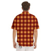 Check Yellow And Red Print Pattern Men's Short Sleeve Shirts-grizzshop