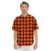 Check Yellow And Red Print Pattern Men's Short Sleeve Shirts-grizzshop