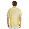 Check Yellow And White Print Pattern Men's Short Sleeve Shirts-grizzshop