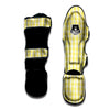 Check Yellow And White Print Pattern Muay Thai Shin Guards-grizzshop