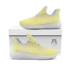 Check Yellow And White Print Pattern White Athletic Shoes-grizzshop