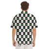 Checked Green Weed Print Pattern Men's Short Sleeve Shirts-grizzshop