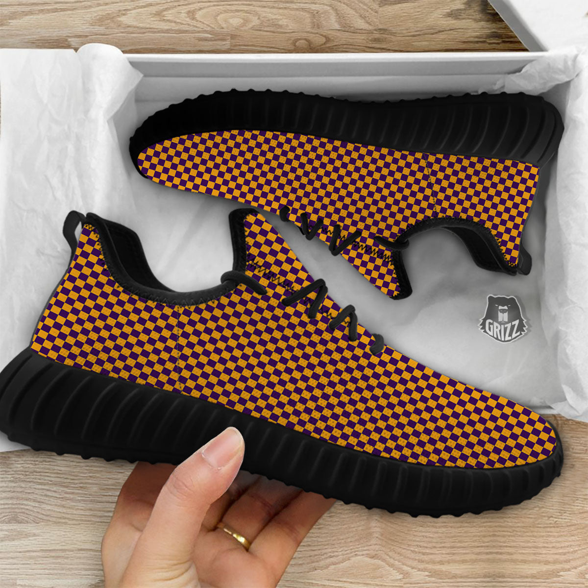 Checked Halloween Print Pattern Black Walking Shoes-grizzshop