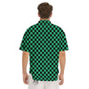 Checkered Black And Green Print Pattern Men's Short Sleeve Shirts-grizzshop