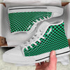 Checkered Black And Green Print Pattern White High Top Shoes-grizzshop