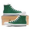 Checkered Black And Green Print Pattern White High Top Shoes-grizzshop