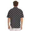 Checkered Black And Grey Print Pattern Men's Short Sleeve Shirts-grizzshop