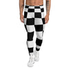 Checkered Board And Convex Shape Print Men's Leggings-grizzshop