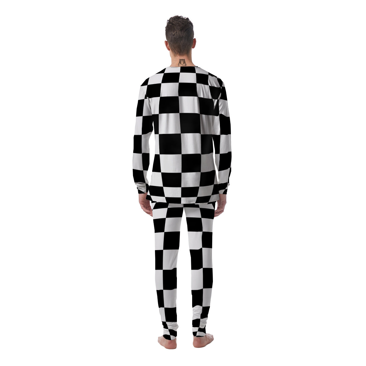 Checkered Board And Convex Shape Print Men's Pajamas-grizzshop