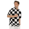 Checkered Board And Convex Shape Print Men's Short Sleeve Shirts-grizzshop