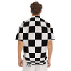 Checkered Board And Convex Shape Print Men's Short Sleeve Shirts-grizzshop