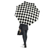 Checkered Flag Print Pattern Automatic Foldable Umbrella-grizzshop