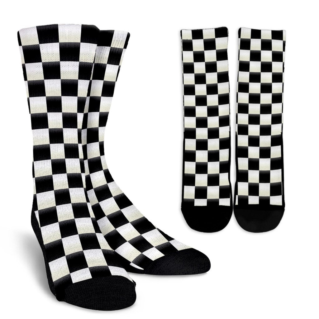 Checkered Flag Print Pattern Unisex Crew Socks-grizzshop