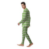 Checkered Green And White Print Pattern Men's Pajamas-grizzshop