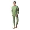 Checkered Green And White Print Pattern Men's Pajamas-grizzshop