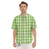 Checkered Green And White Print Pattern Men's Short Sleeve Shirts-grizzshop