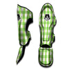 Checkered Green And White Print Pattern Muay Thai Shin Guards-grizzshop