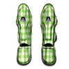 Checkered Green And White Print Pattern Muay Thai Shin Guards-grizzshop