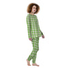 Checkered Green And White Print Pattern Women's Pajamas-grizzshop