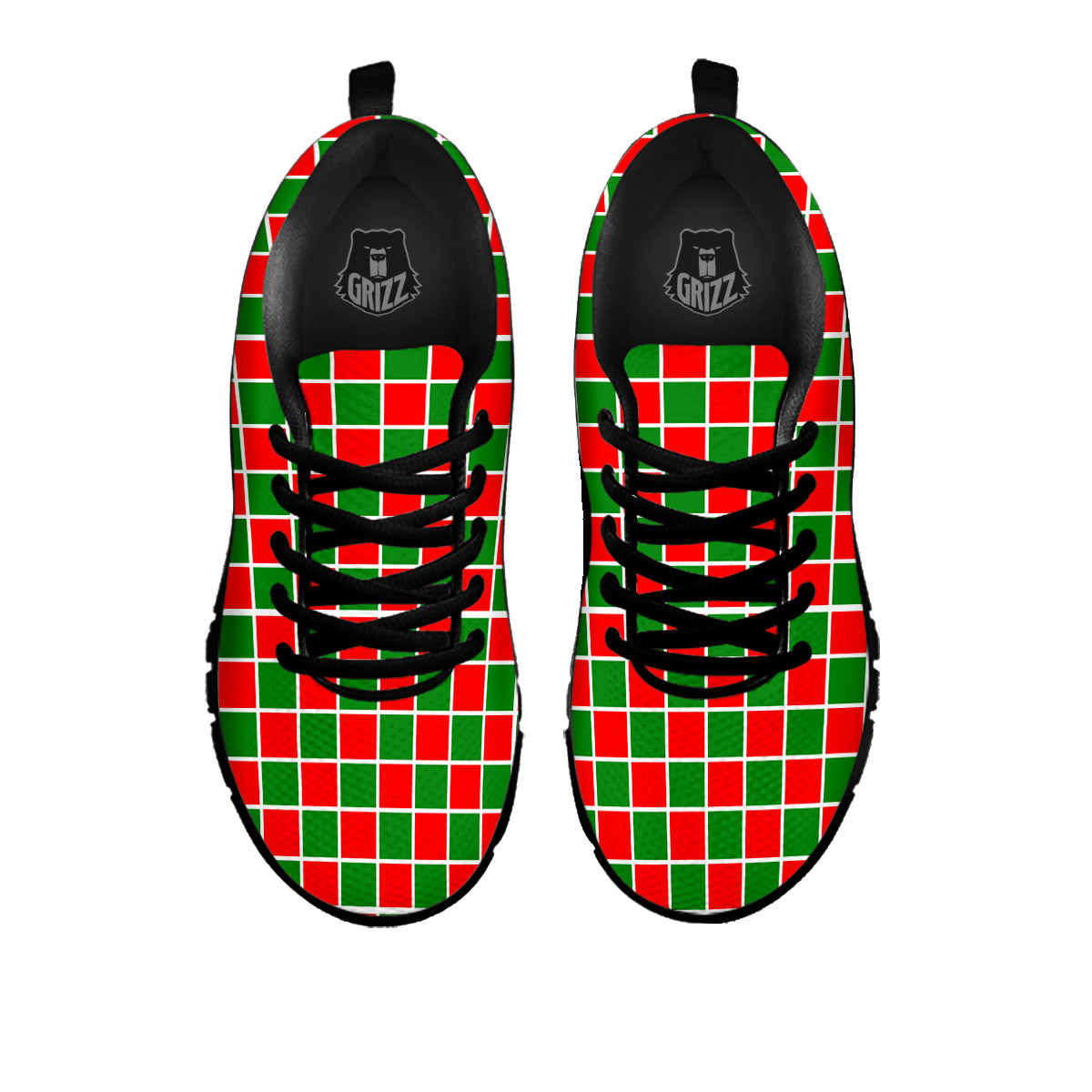 Checkered Merry Christmas Print Pattern Black Sneaker-grizzshop