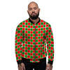 Checkered Merry Christmas Print Pattern Men's Bomber Jacket-grizzshop