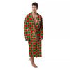 Checkered Merry Christmas Print Pattern Men's Robe-grizzshop