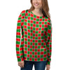 Checkered Merry Christmas Print Pattern Women's Sweatshirt-grizzshop