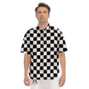 Checkered White And Black Print Pattern Men's Short Sleeve Shirts-grizzshop