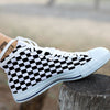 Checkered White And Black Print Pattern White High Top Shoes-grizzshop