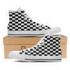 Checkered White And Black Print Pattern White High Top Shoes-grizzshop