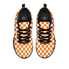 Checkered White And Orange Print Pattern Black Sneaker-grizzshop