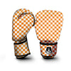 Checkered White And Orange Print Pattern Boxing Gloves-grizzshop