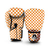 Checkered White And Orange Print Pattern Boxing Gloves-grizzshop