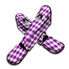 Checkered White And Purple Print Pattern Muay Thai Shin Guards-grizzshop