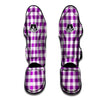 Checkered White And Purple Print Pattern Muay Thai Shin Guards-grizzshop