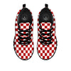 Checkered White And Red Print Pattern Black Sneaker-grizzshop