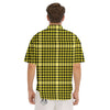 Checkered Yellow And Black Print Pattern Men's Short Sleeve Shirts-grizzshop