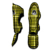 Checkered Yellow And Black Print Pattern Muay Thai Shin Guards-grizzshop