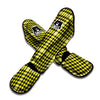 Checkered Yellow And Black Print Pattern Muay Thai Shin Guards-grizzshop