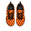 Checkered Yellow And Red Print Pattern Black Sneaker-grizzshop