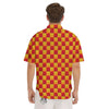 Checkered Yellow And Red Print Pattern Men's Short Sleeve Shirts-grizzshop