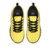 Checkered Yellow And White Print Pattern Black Sneaker-grizzshop