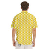 Checkered Yellow And White Print Pattern Men's Short Sleeve Shirts-grizzshop