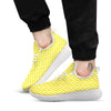 Checkered Yellow And White Print Pattern White Athletic Shoes-grizzshop