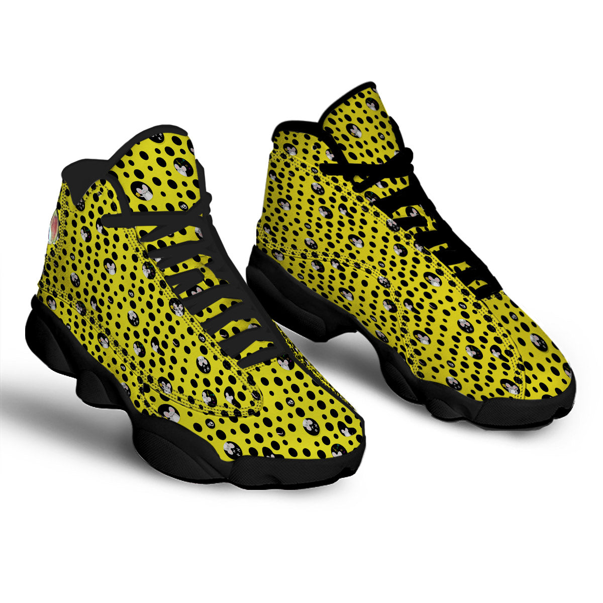 Cheese Cartoon Print Pattern Black Basketball Shoes-grizzshop