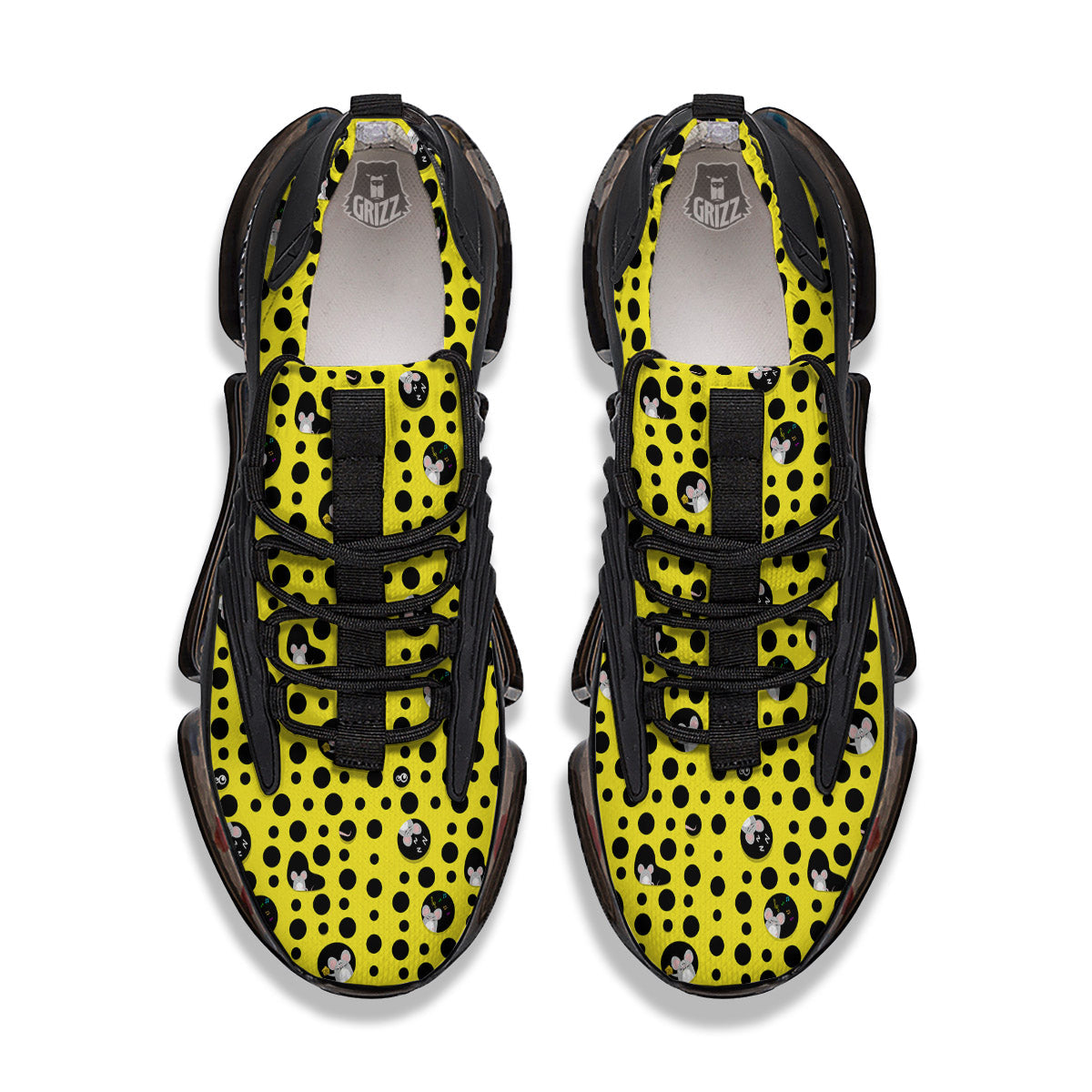 Cheese Cartoon Print Pattern Black Gym Shoes-grizzshop