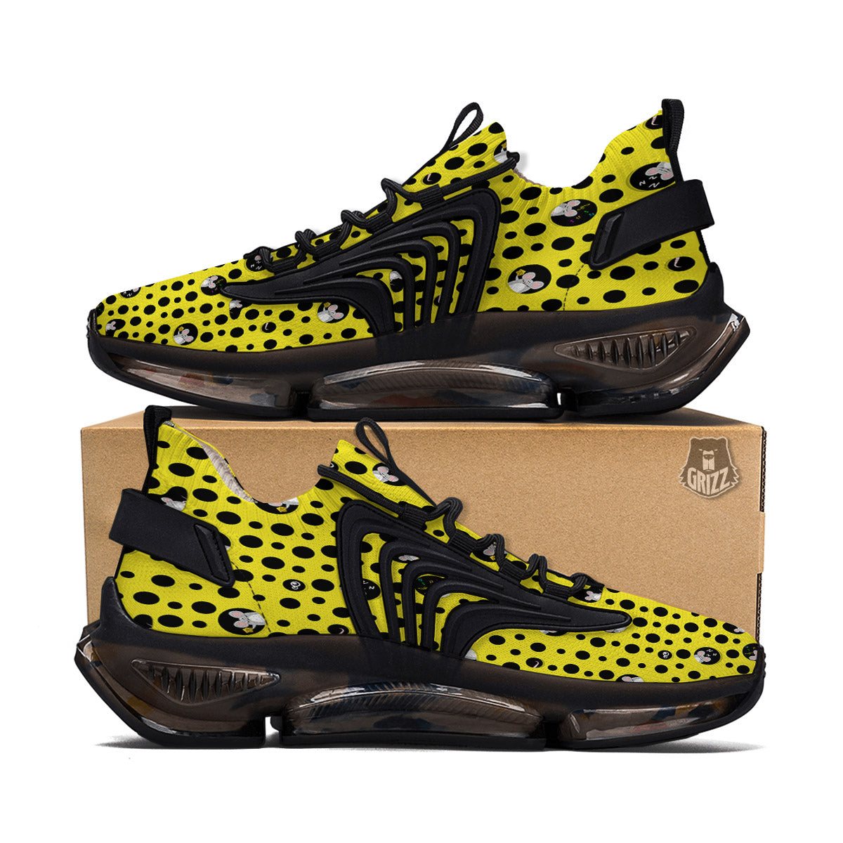 Cheese Cartoon Print Pattern Black Gym Shoes-grizzshop