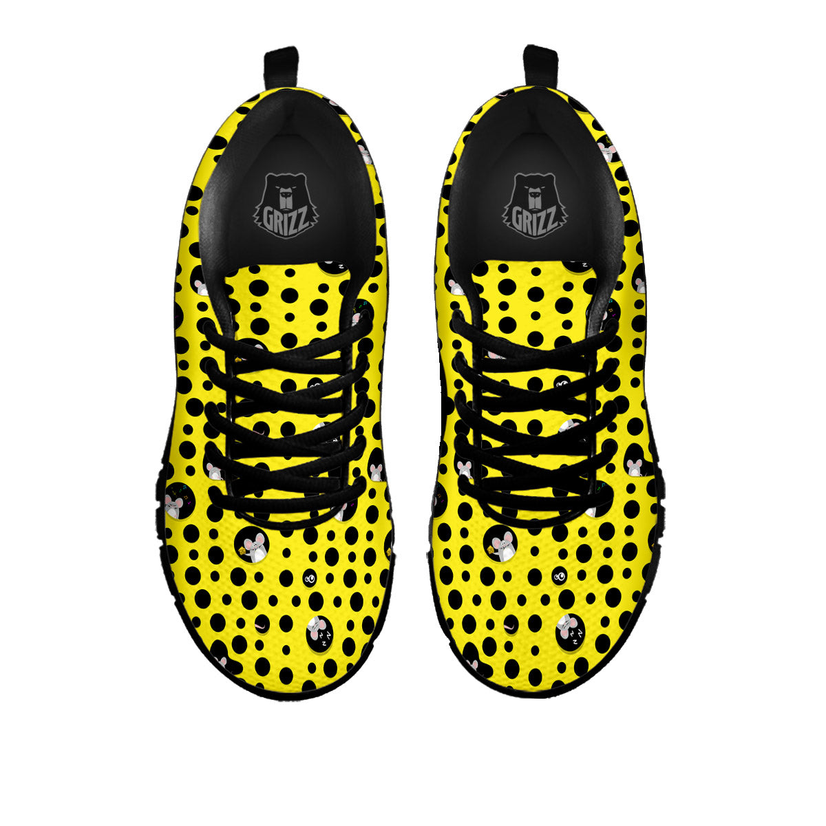 Cheese Cartoon Print Pattern Black Sneaker-grizzshop