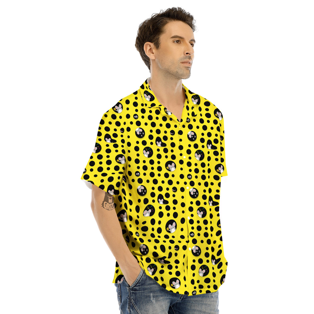Cheese Cartoon Print Pattern Men's Hawaiian Shirt-grizzshop